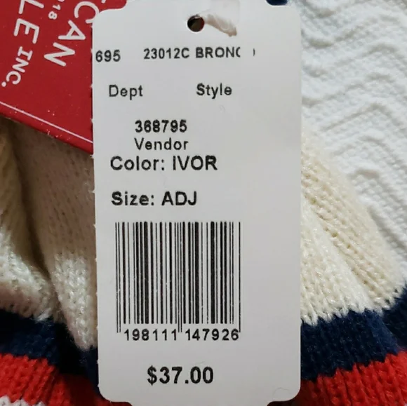 Ford Cream and Navy Beanie with Pom-Pom - Picture 7 of 8